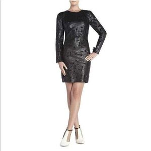 NWT BCBG MAXAZRIA JILLEA EMBROIDERED CUTOUT FAUX-LEATHER